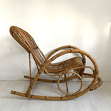 Rocking-chair in vintage rattan 60's