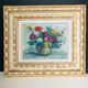 Oil on canvas, still life with dahlias