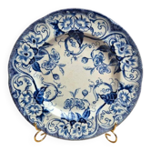 Round plate Terre de Fer Creil and Montereau Flora – old blue – 29 cm