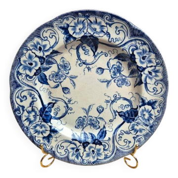 Round plate Terre de Fer Creil and Montereau Flora – old blue – 29 cm