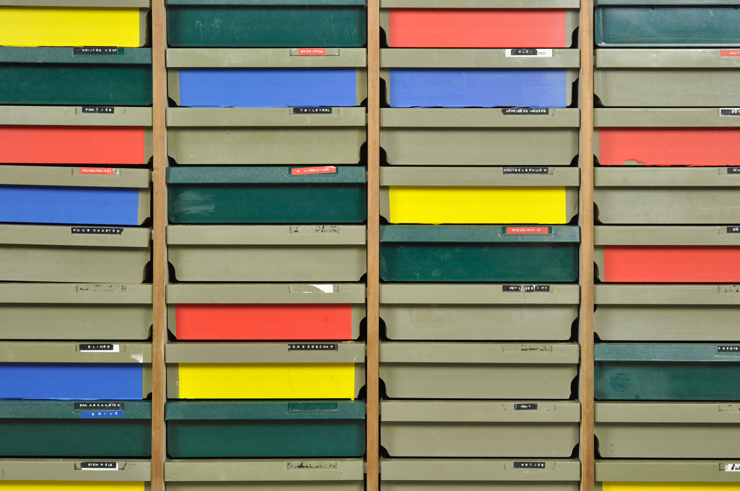Dutch schoolcabinet with coloured drawers, 1970s