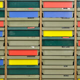 Dutch schoolcabinet with coloured drawers, 1970s