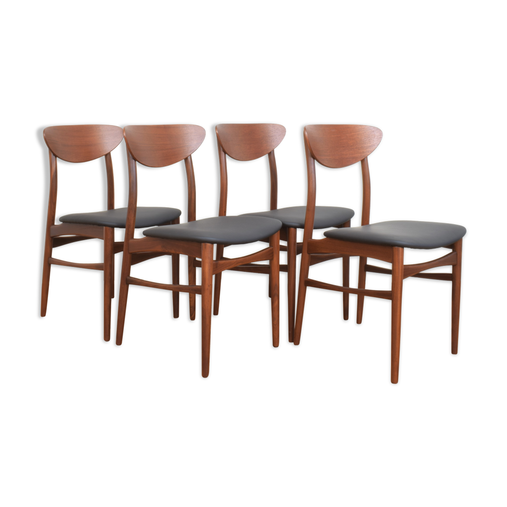 Danish Teak Dining Chairs, Set of 4 Selency