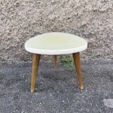 Small triangular paneling small yellow coffee table tripode door midcentury plant 1950 old