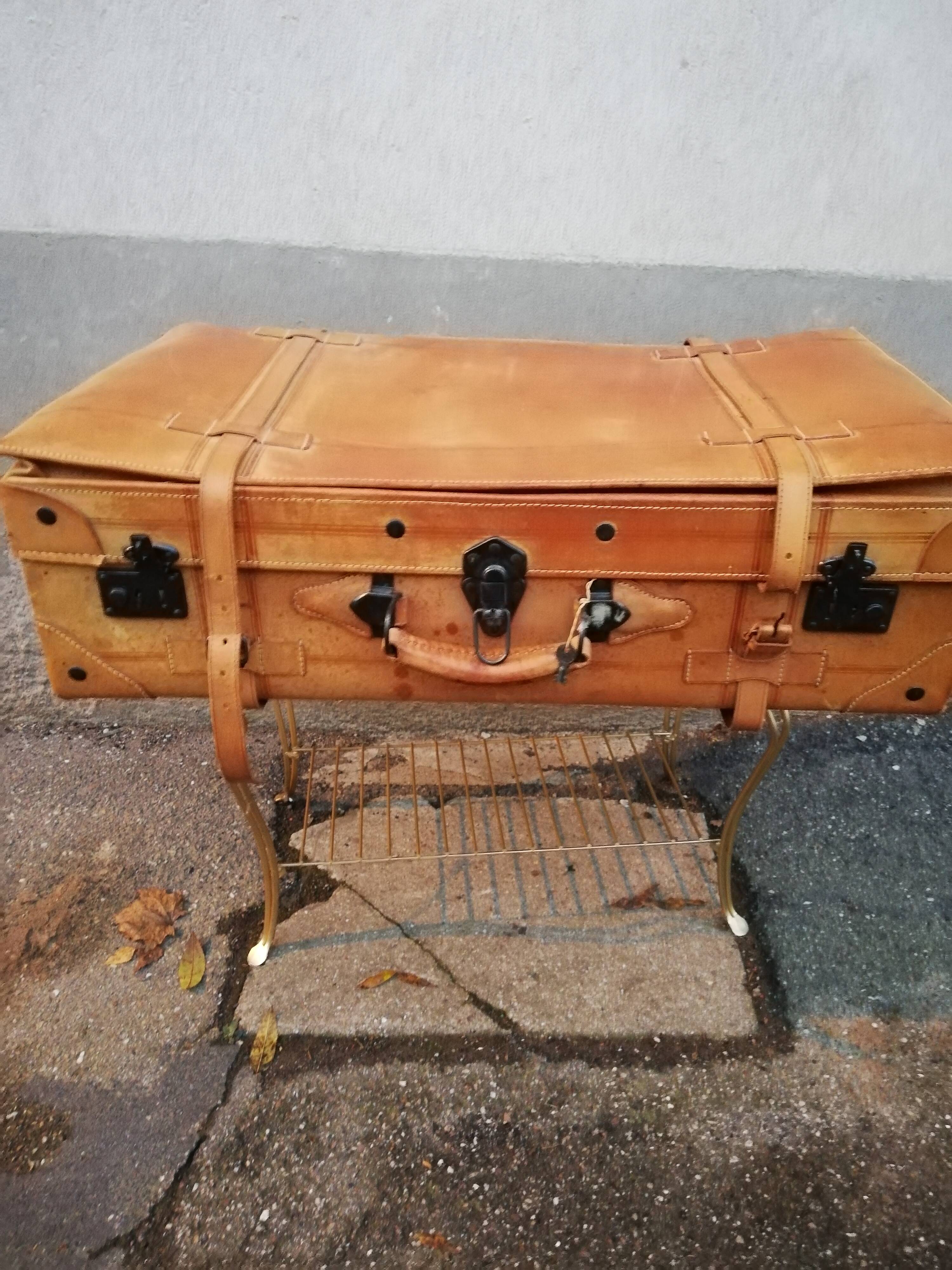Antique leather suitcase