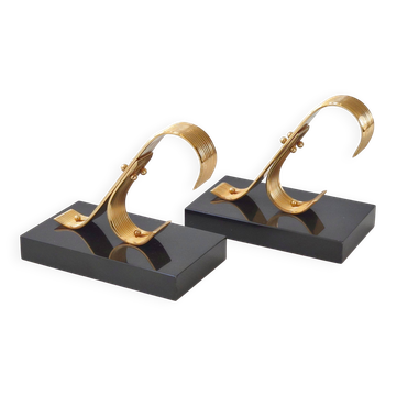 Pair of Vintage 1960s Gold Starry Bookends