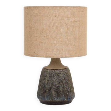 Rare handmade Søholm ceramic table lamp with jute lampshade / Mid-century Danish modern design / 1960s/1970s