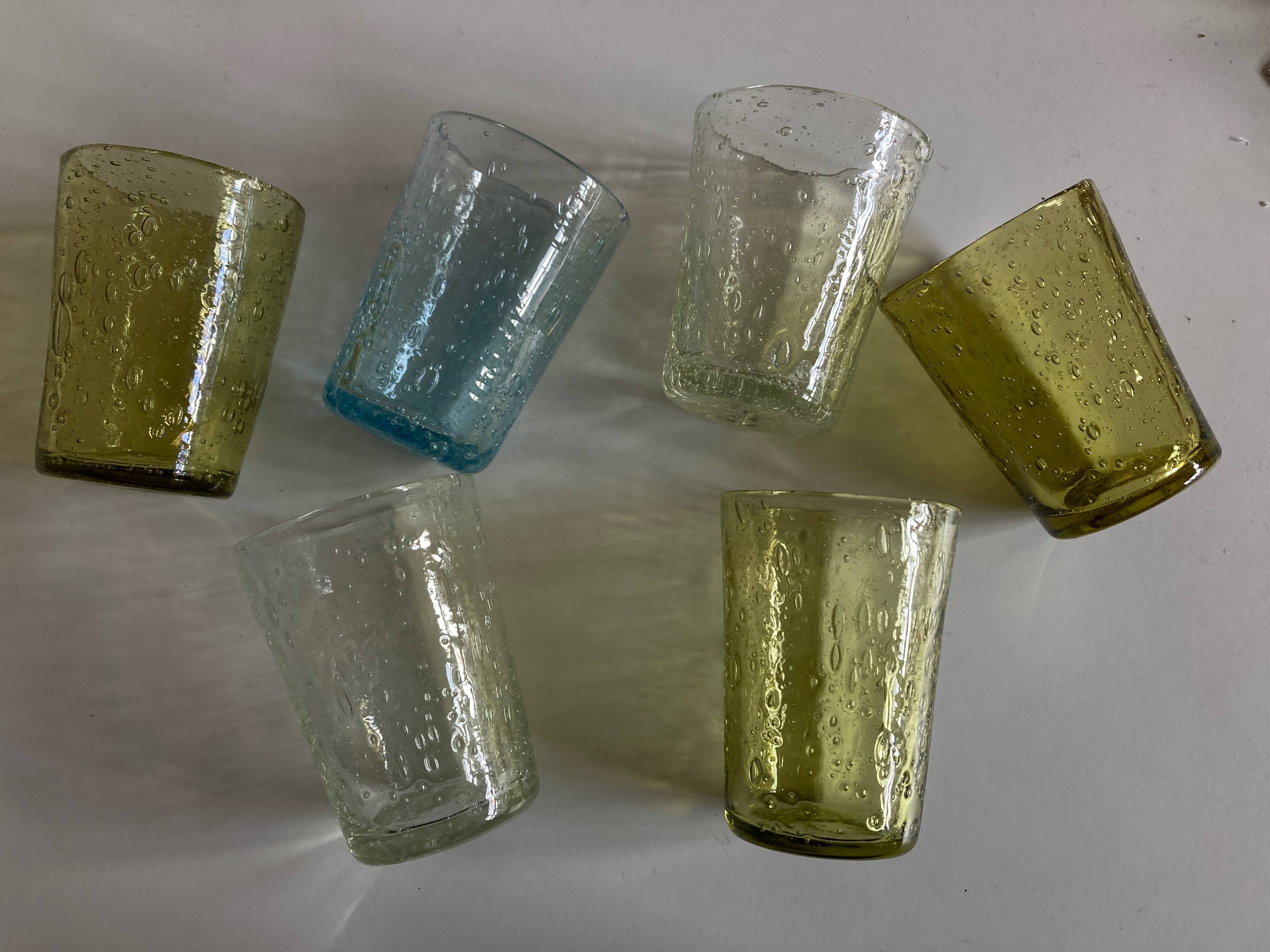 Set of 6 glass shot glasses from Biot 1960