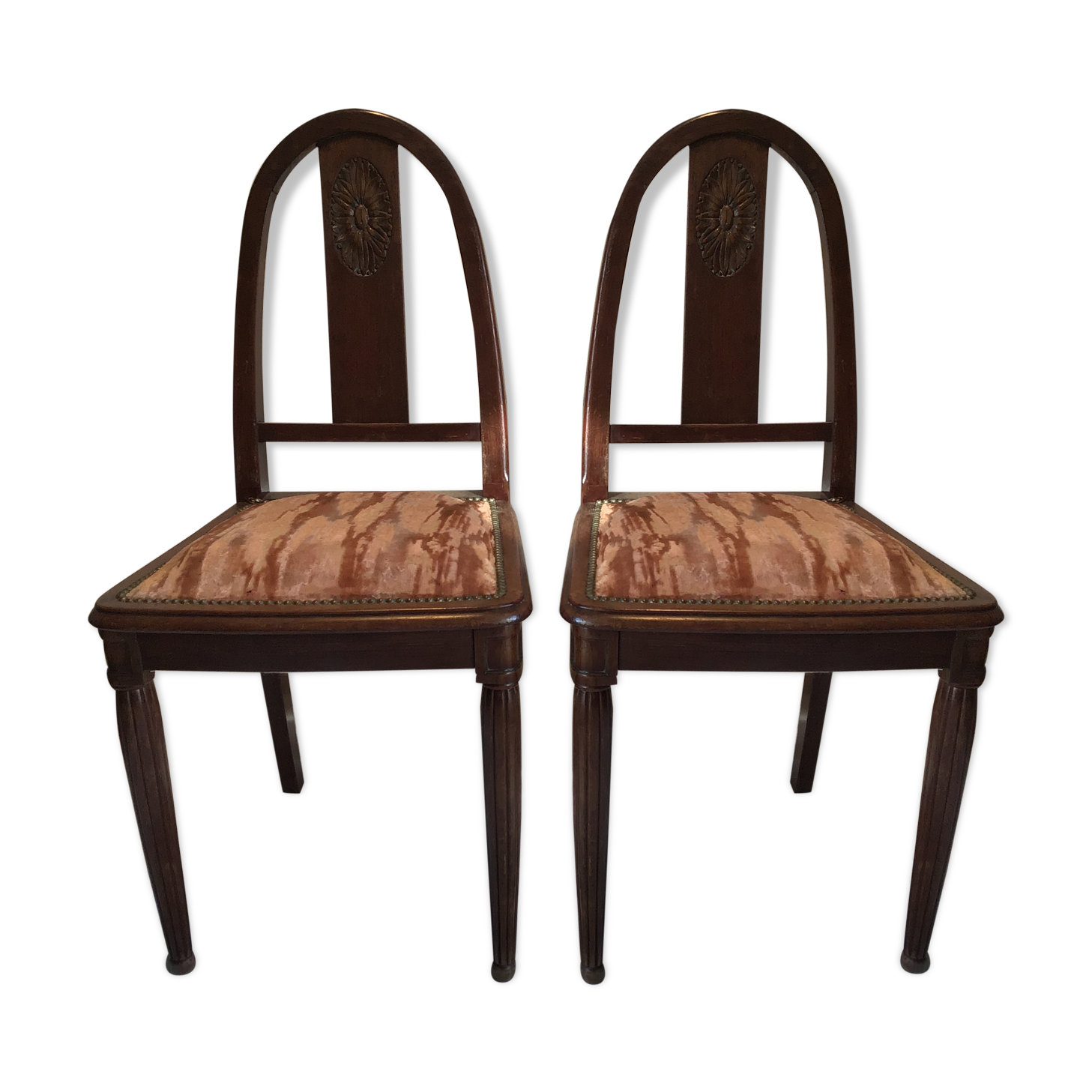 Pair of art deco mahogany chairs