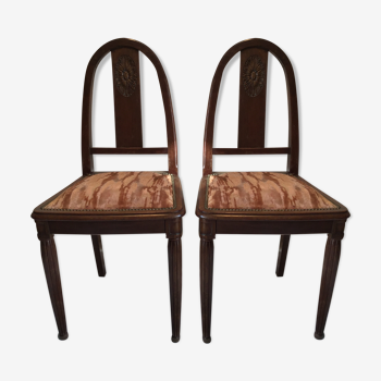 Pair of art deco mahogany chairs