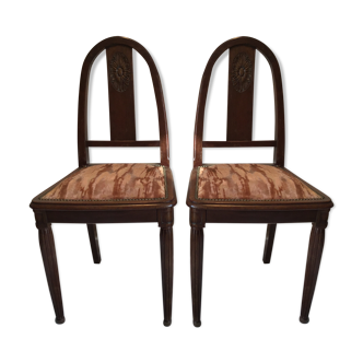 Pair of art deco mahogany chairs