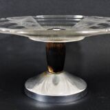 Cake holder, glass and metal, Circa 1930 (Art Deco)