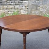 Round wooden table with 1 extension, wooden dining table, dining room table, kitchen table