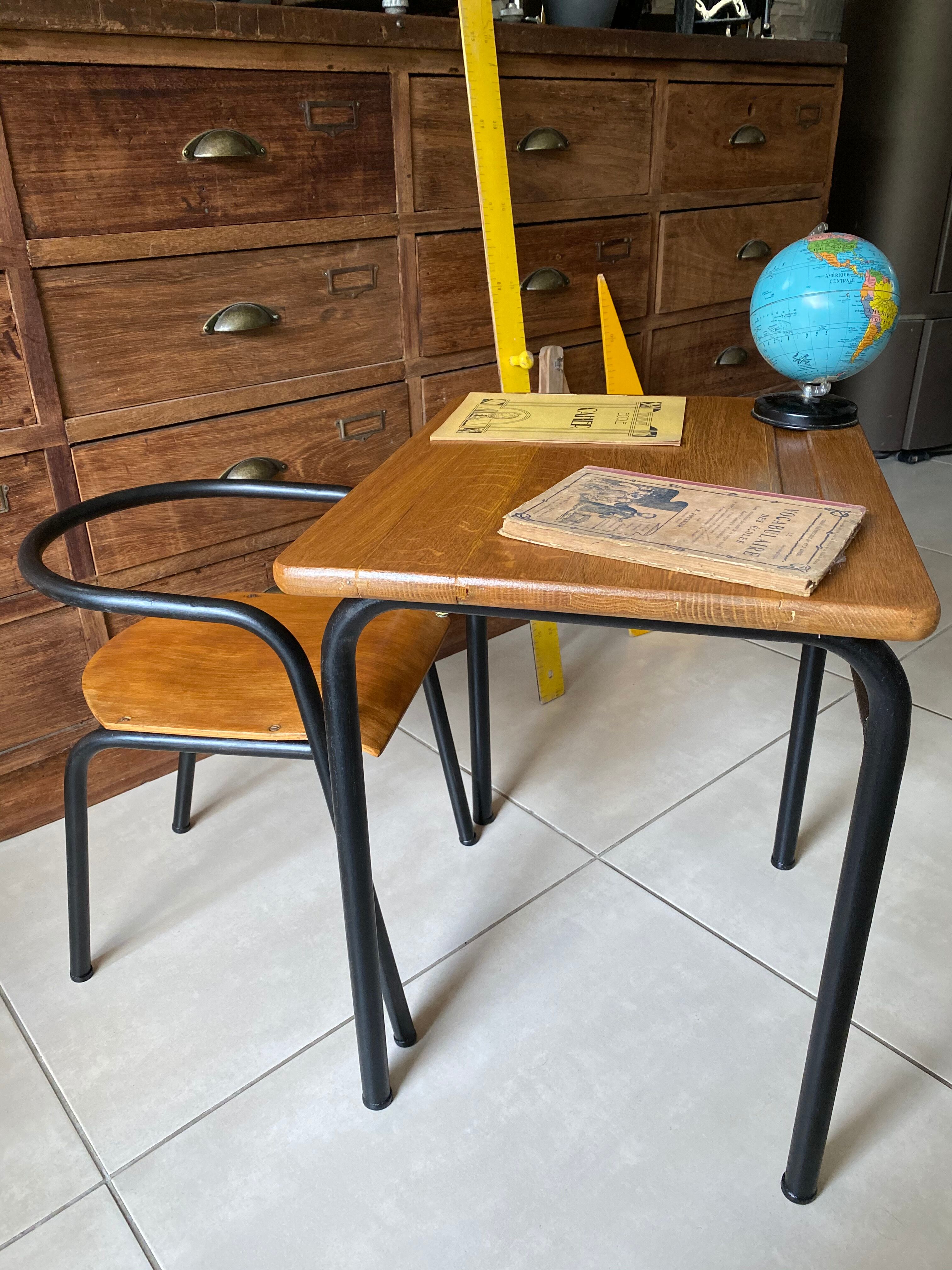 J. Hitier school desk and chair set
