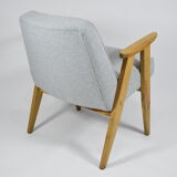 Original restored 366 armchair, 1960s icon, oak wood, blue
