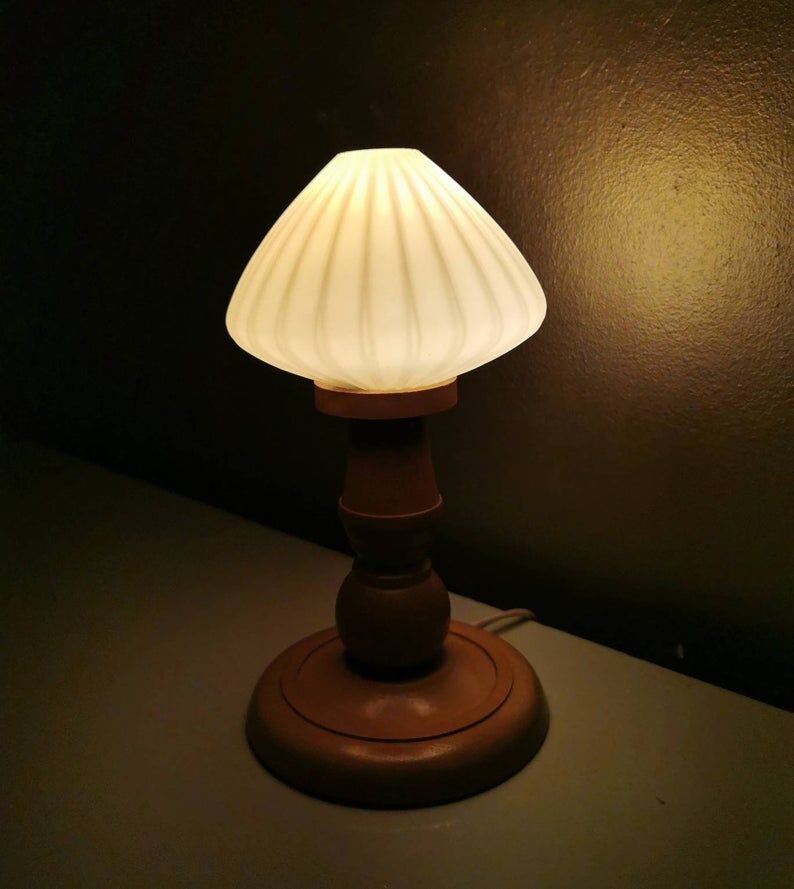 Set of 2 vintage 70s wooden table lamps