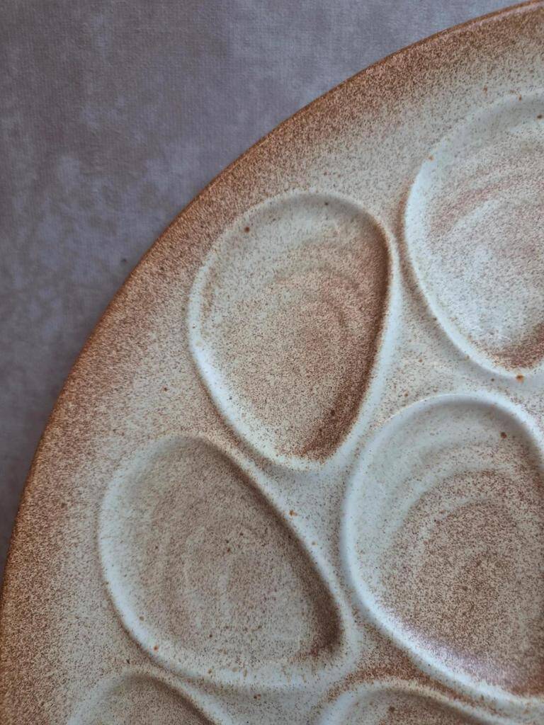 Large oyster plate Salins-les-Bains France vintage 41 cm