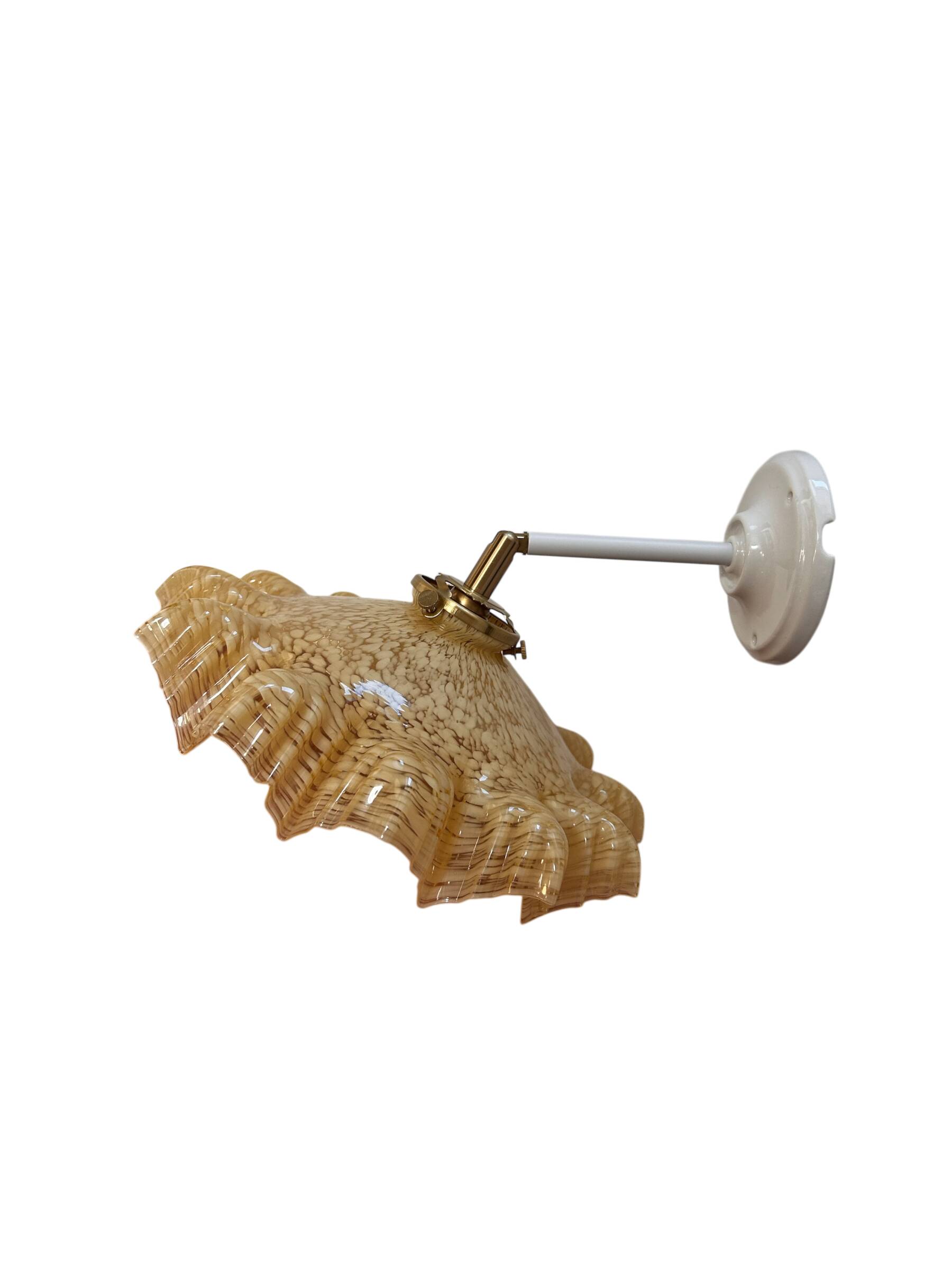 Vintage tilting wall light in gold Clichy glass