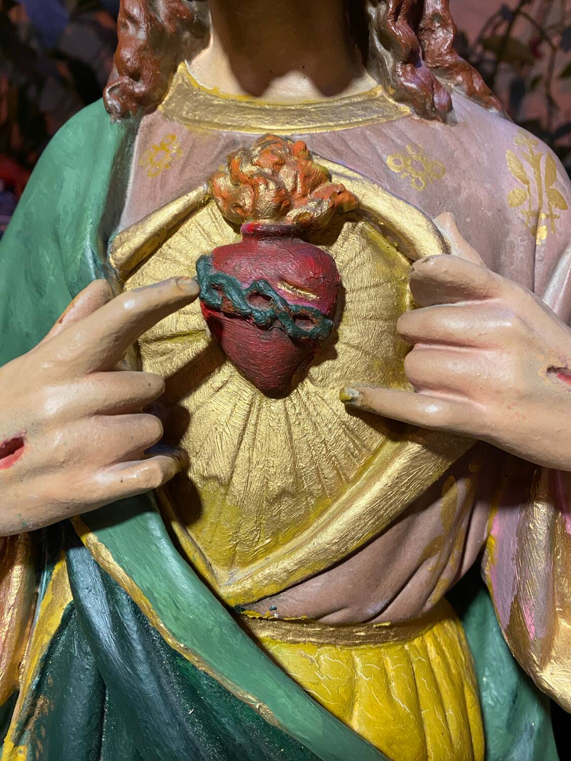 Large polychrome plaster statue of Jesus Christ