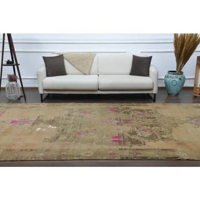 1970s Vintage Turkish Hand-Knotted Wool Cotton Orange Runner Rug 197x613