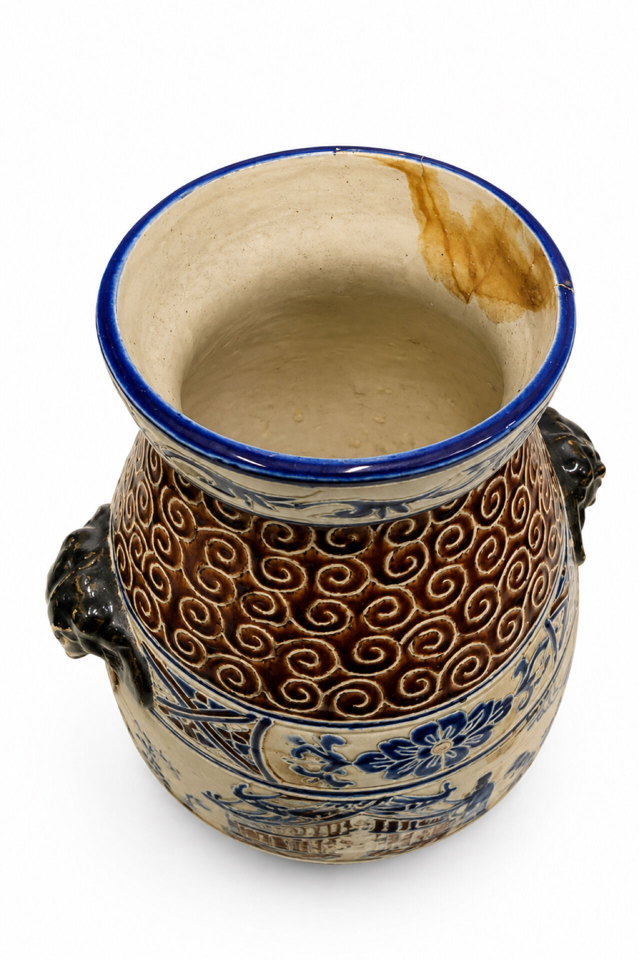 Polychrome ceramic vase in glazed stoneware