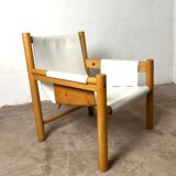 Safari armchair in white leather by Ibisco, Italian design, 1970s.