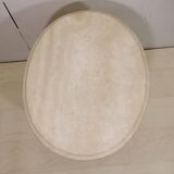 Pedestal table in whitewashed wood and travertine top