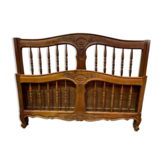 Louis XV style bed in solid walnut XX century