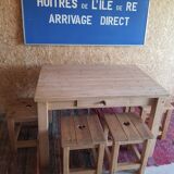 Wooden table and 4 stools