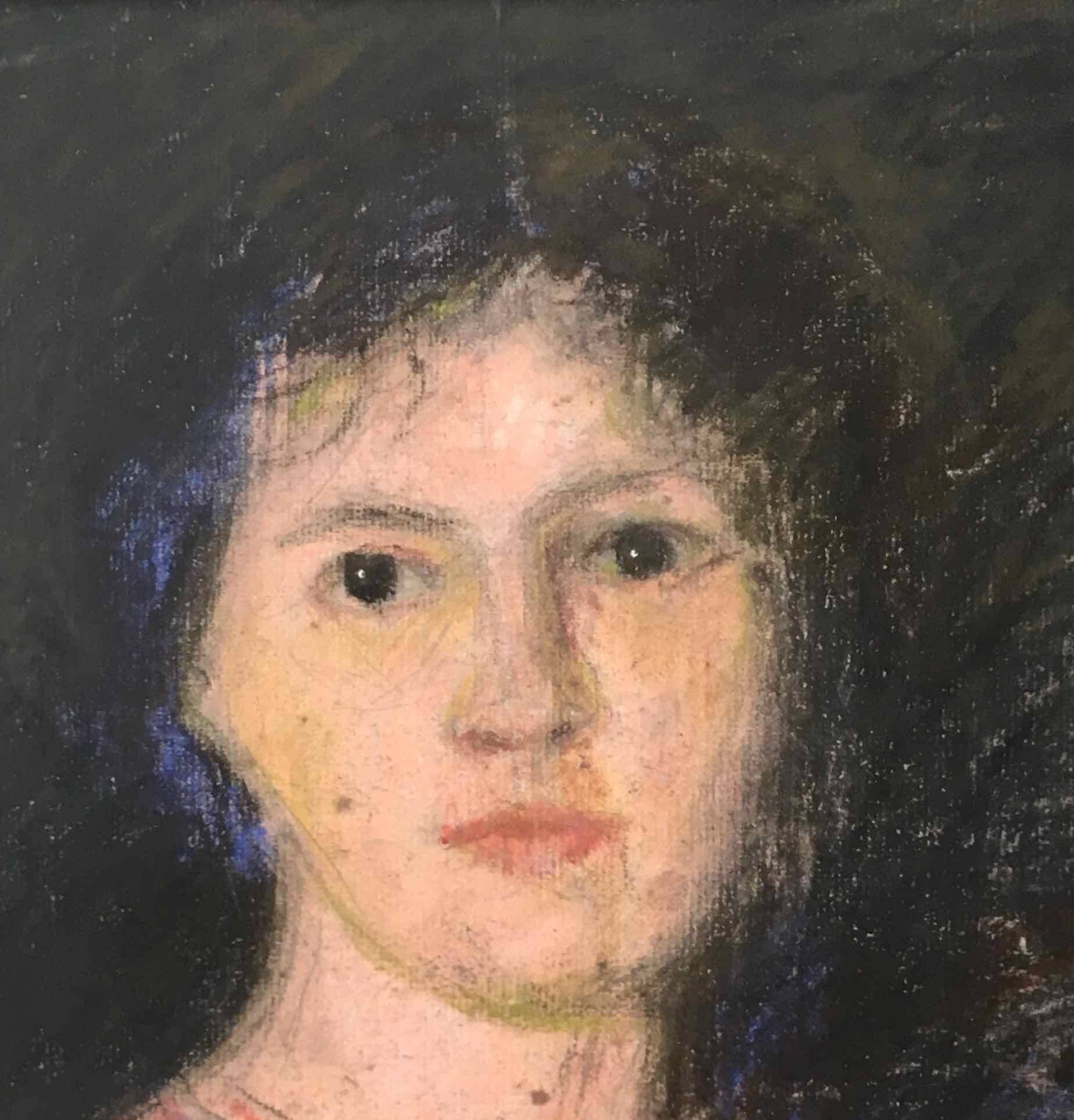 Old pastel portrait of young woman from the 1930s