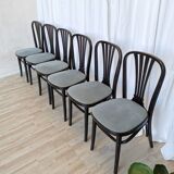 SET of 6 Vintage Black Wooden Dining Chairs by STOL Kamnik 1970s