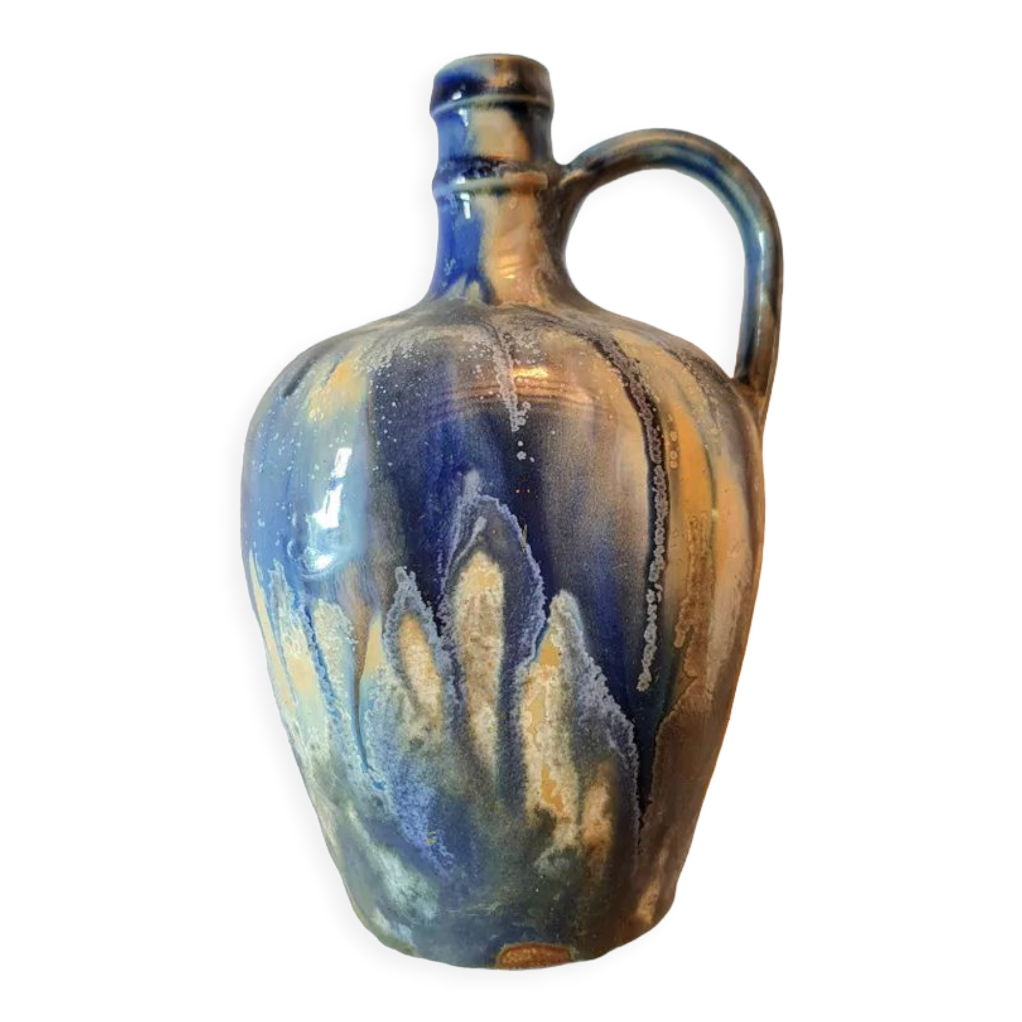 Paul Langeron blue glazed terracotta jug