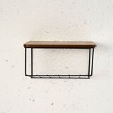 Swedish metal and teak hanging bedside table