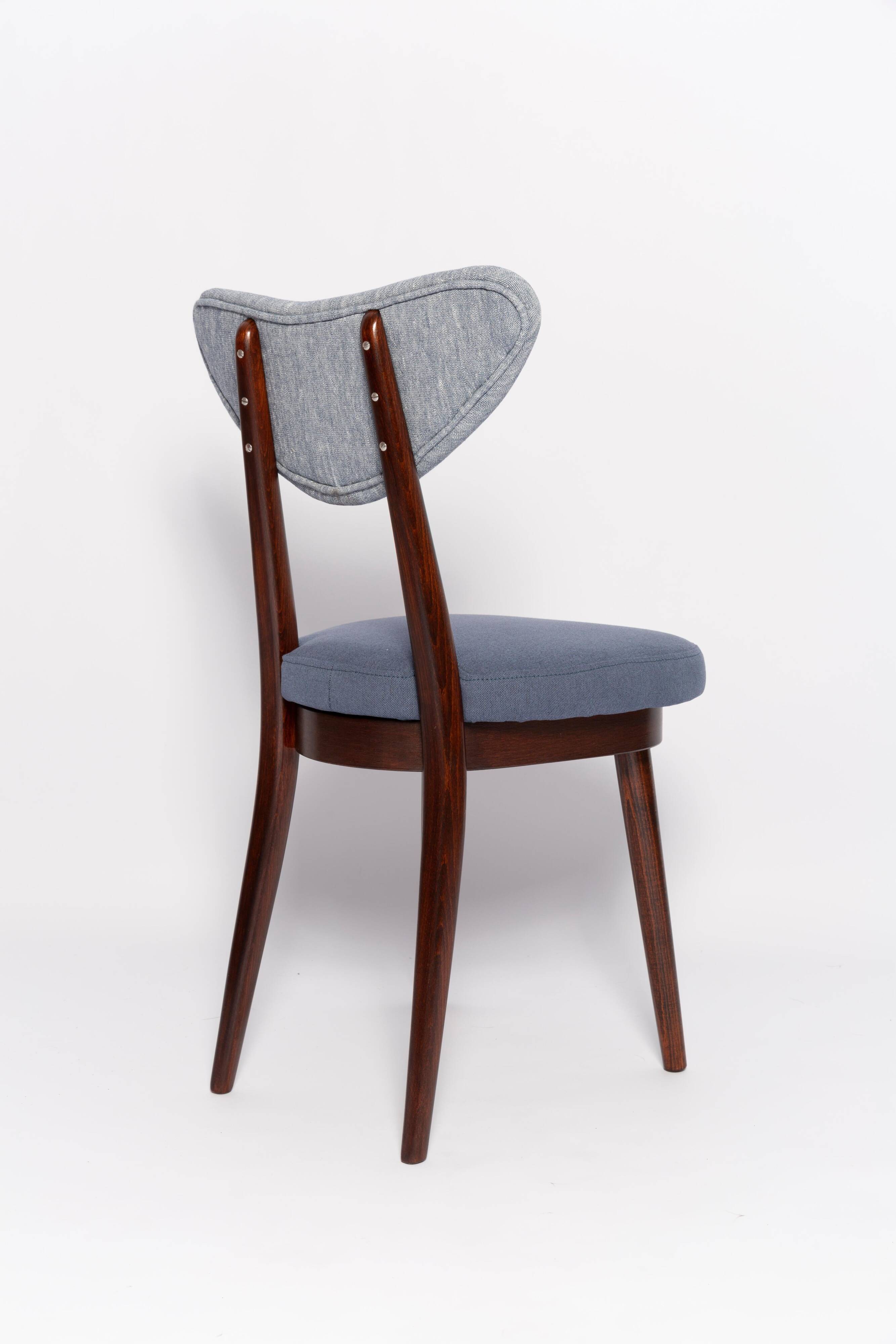Heart-shaped chair in light and medium blue denim, Europe, 1960s