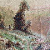 HST painting "Creuse Valley with shepherd" signed LV Pons 19th century