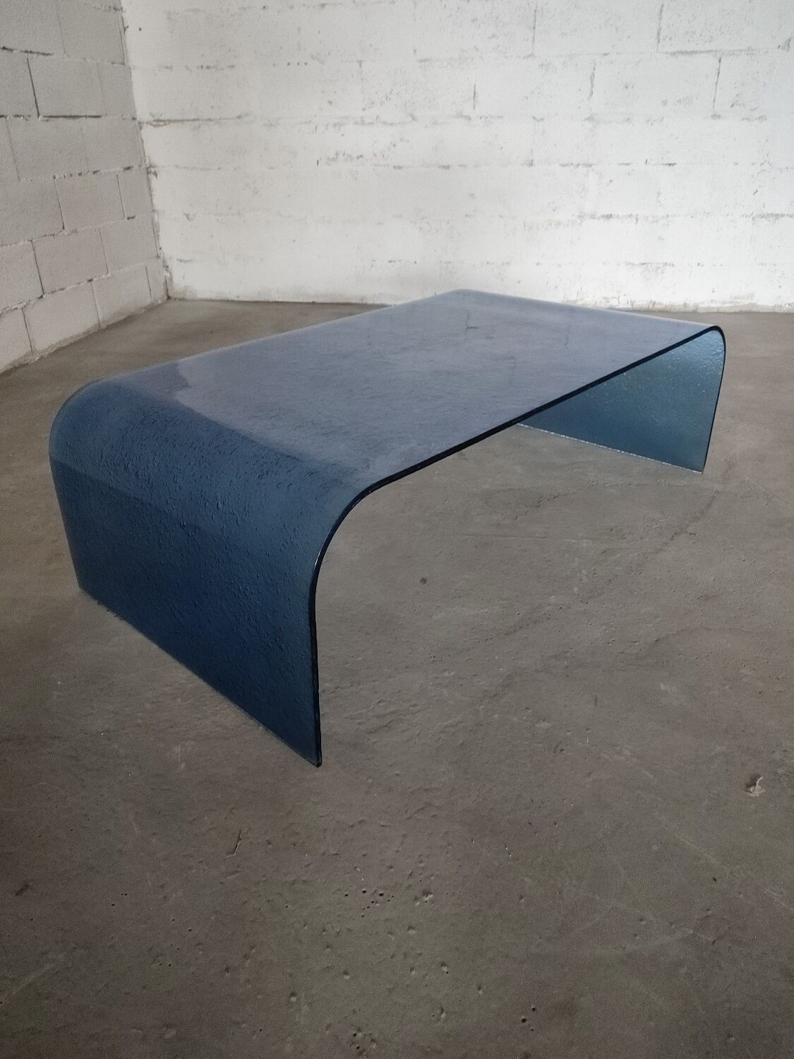 Vintage Italian blue glass coffee table