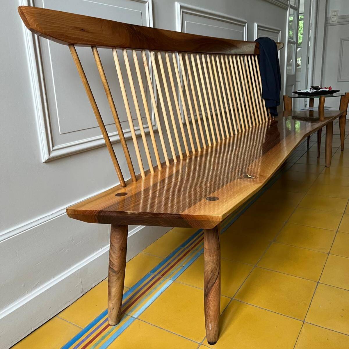 Large bench in solid walnut