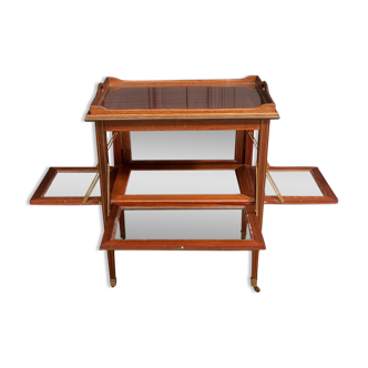 English mahogany tea table 1920 tray casters