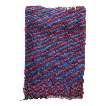 Tapis Marocain Boucherouite bleu - 89 x 337 cm