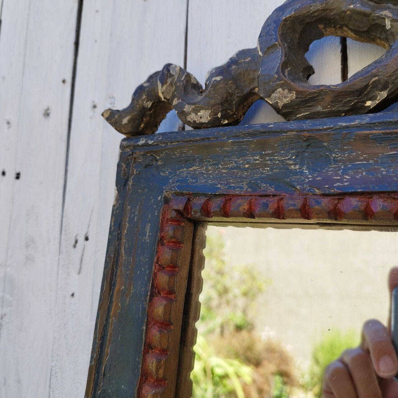 Louis XV style mirror wood and pediment