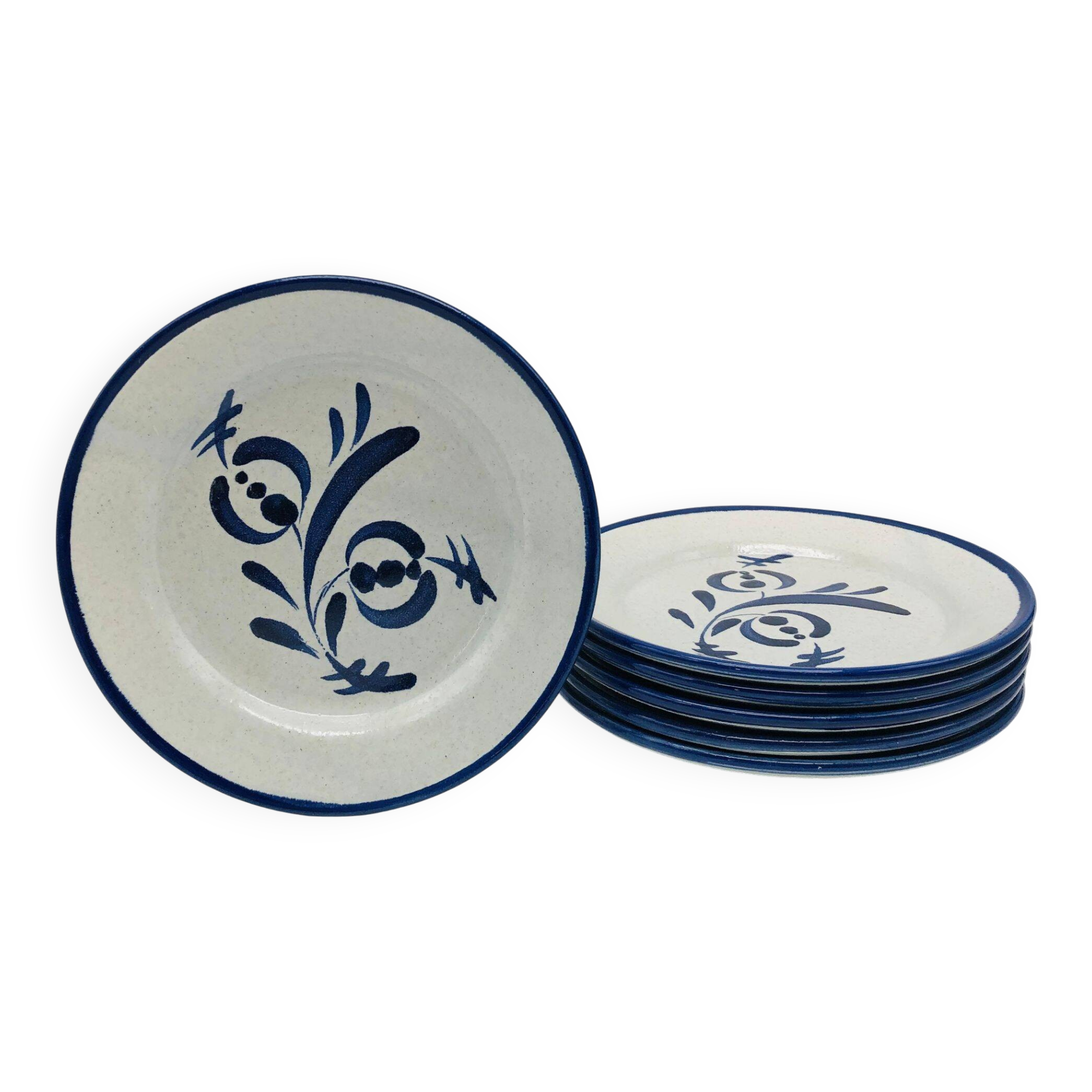 6 dessert plates, St. Clement. Hand-painted decoration.