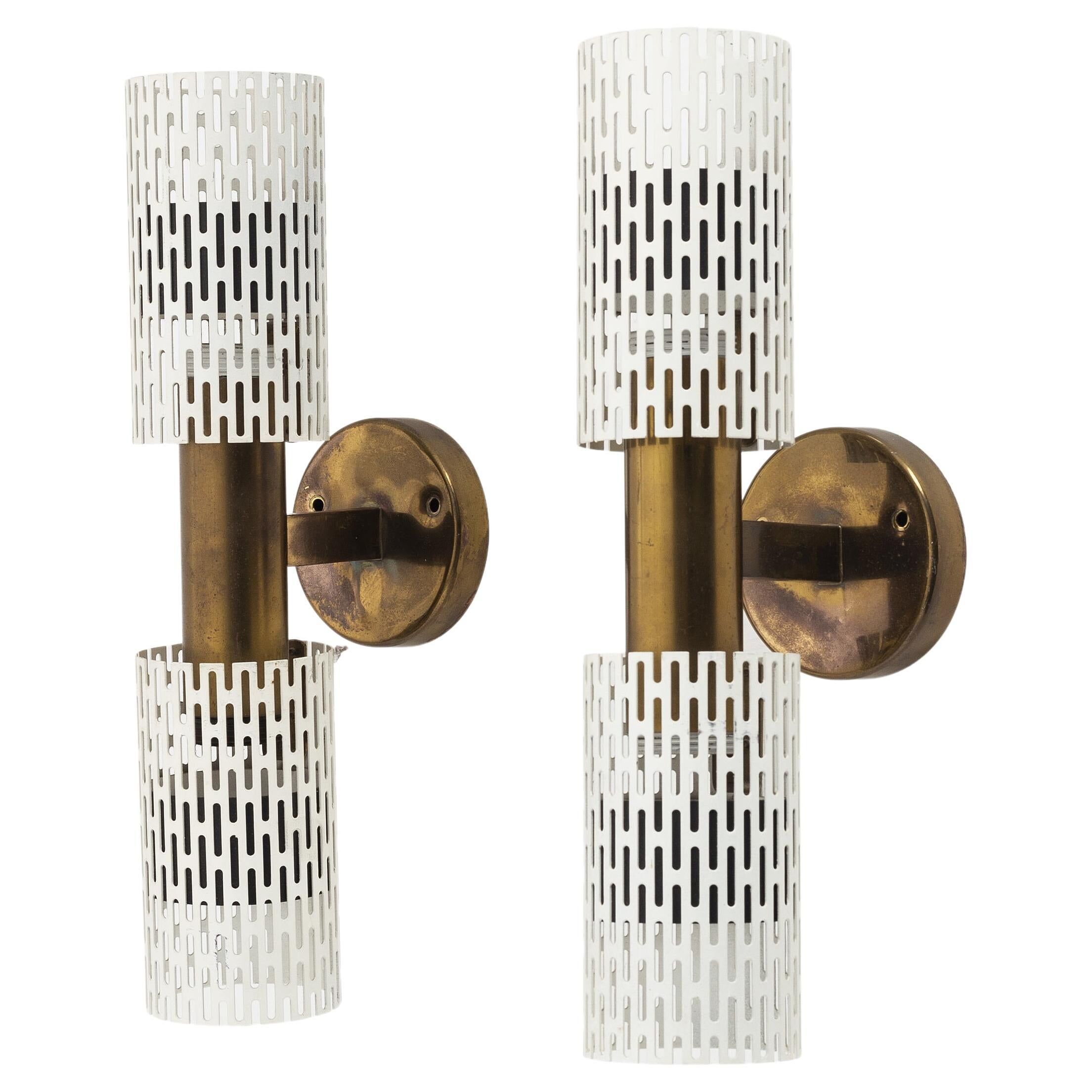 Rare pair of wall lights by Harald Notini model 11262 for Bohlmarks, 1950.