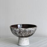Textured ceramic footed bowl