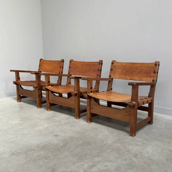 Ensemble de fauteuils brutalistes espagnols, années 1960.