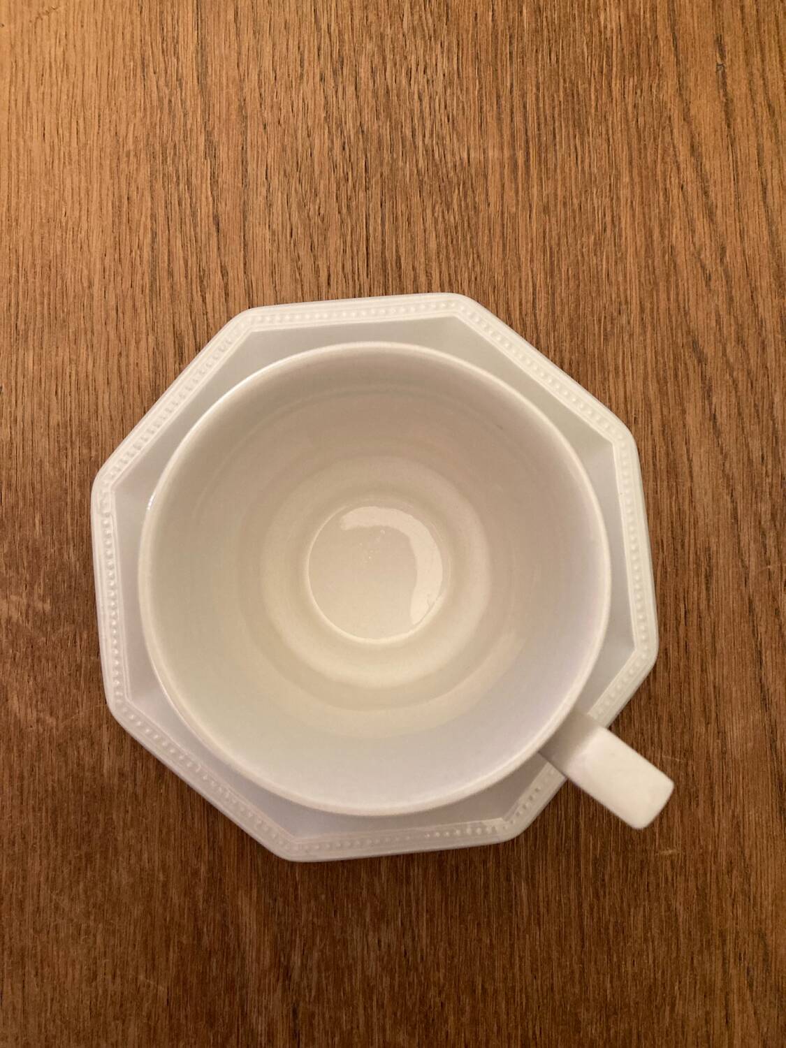 Vintage Johnson Brothers Octagonal White Teacup and Saucer Made in England