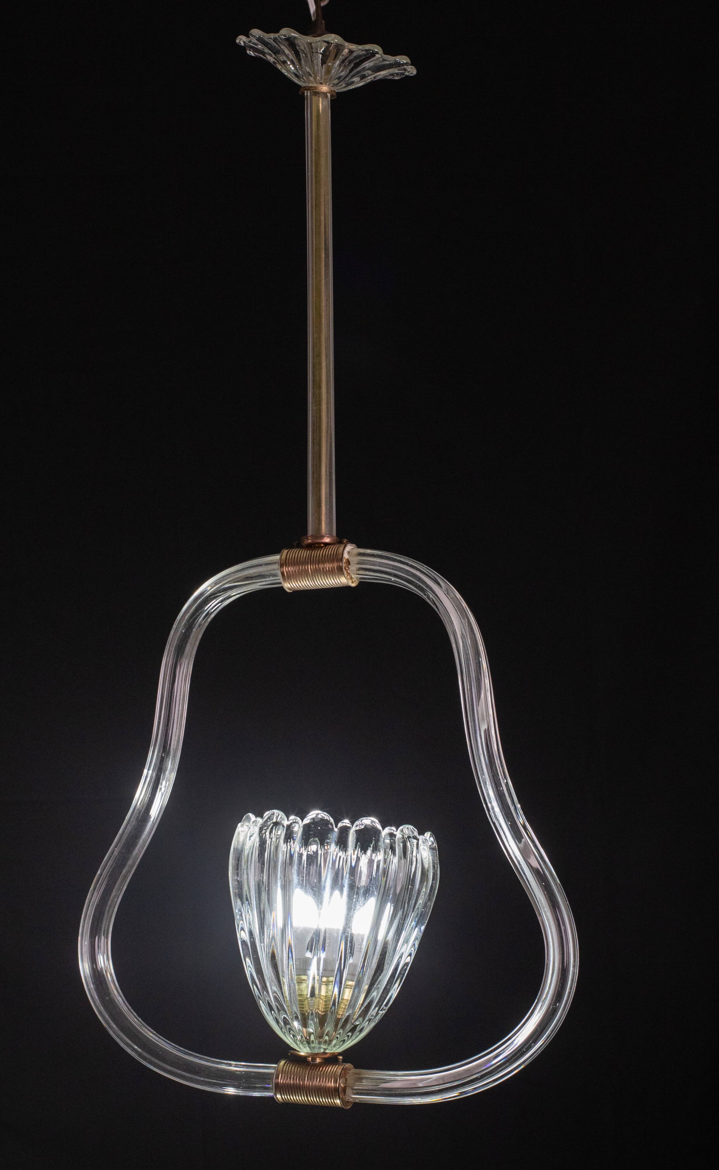 Charming Art Decò Barovier and Toso Chandelier, 1940s