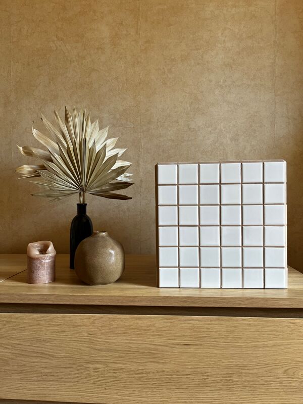Cube mosaïque blanc beige 30cm x 30cm carrelé