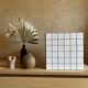 Beige white mosaic cube 30cm x 30cm tiled