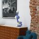 Contemporary Pair of Italian Sideboards Made of Solid Wood and Travertine