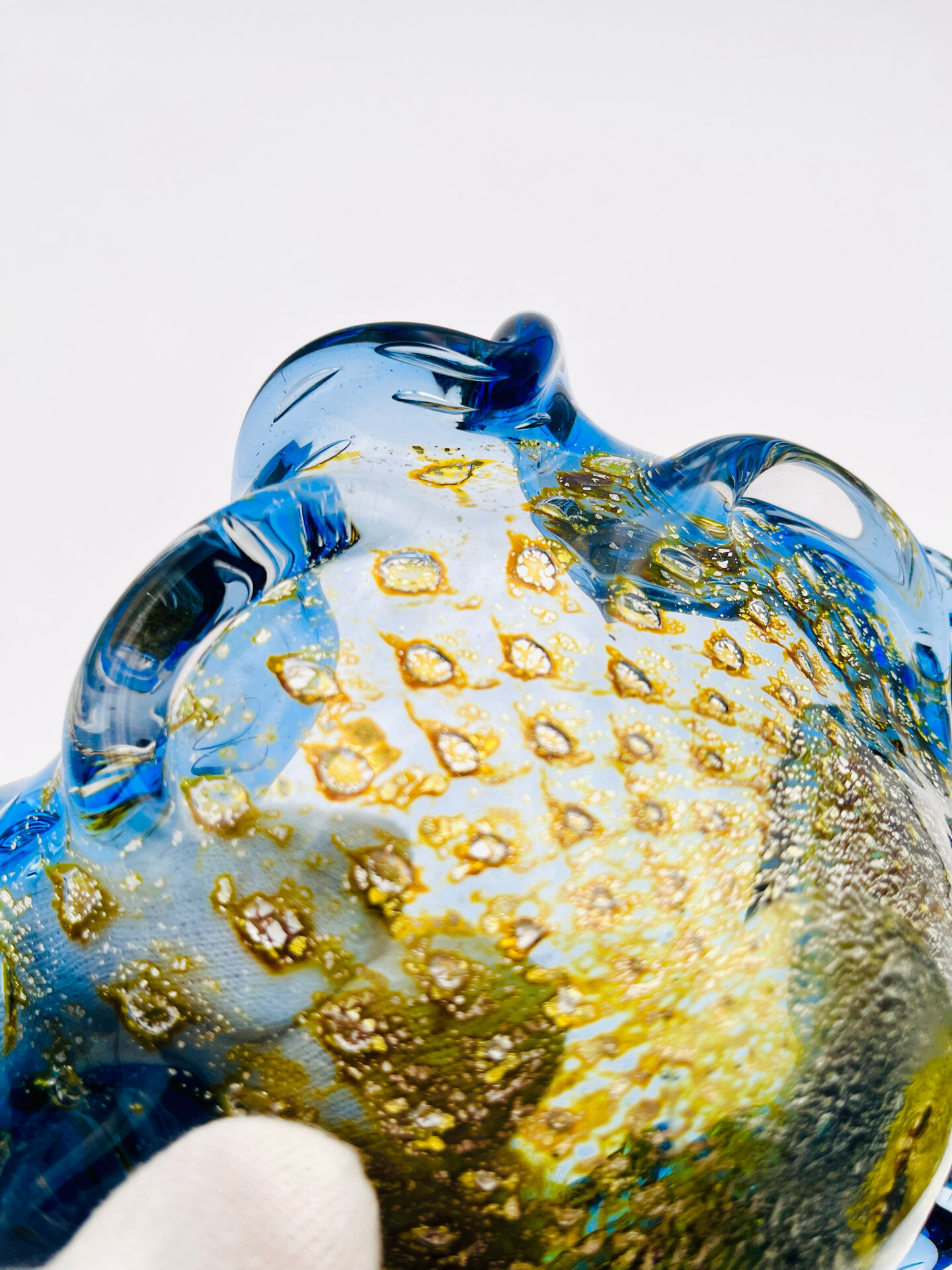 Coupe Murano – Bullicante - inclusion Or & Argent  – Circa 1960